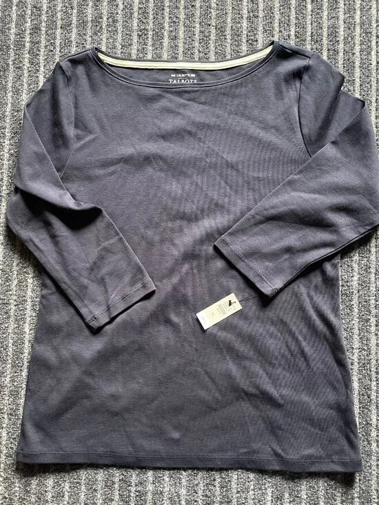 Talbots Navy long sleeve t shirt Nwt Size LP 100% pima cotton - Picture 2 of 5